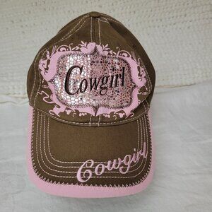 M&F Western Products Cowgirl Hat Bling Rodeo Country Glam Chic Pink Brown Shiny